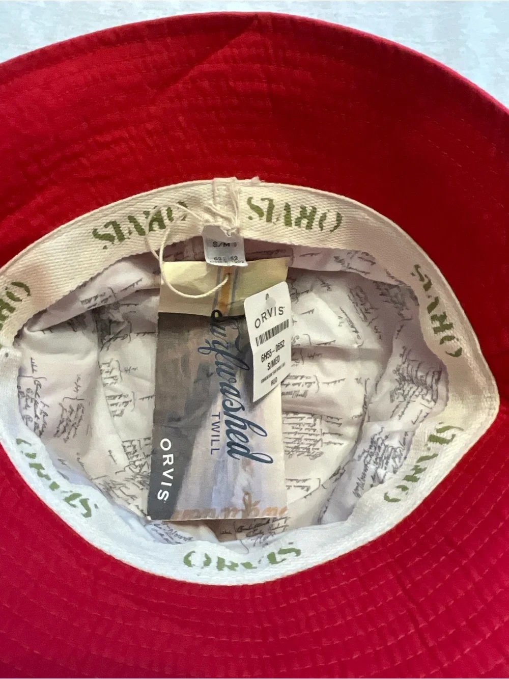 Orvis Red Bucket Hat with Printed Lining